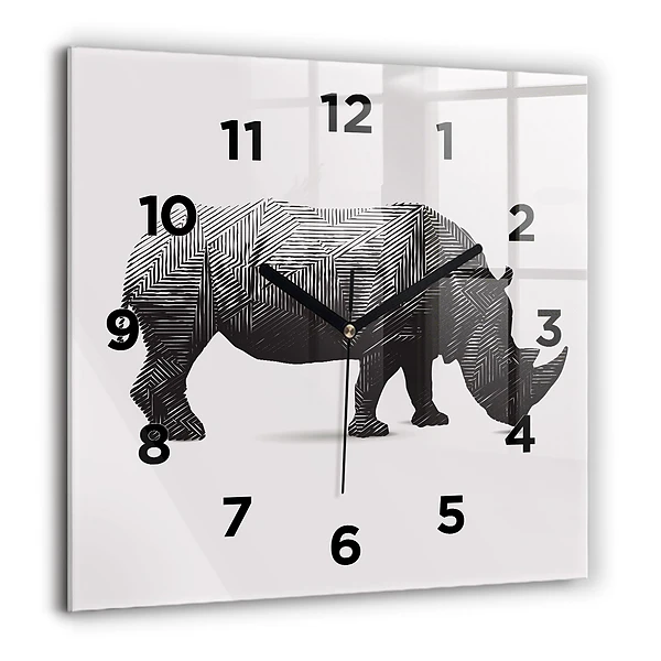 Szögletes fali üvegóra 60x60 Rhinoceros line art