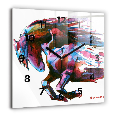 Négyzetes üvegóra 60x60 Futó ló