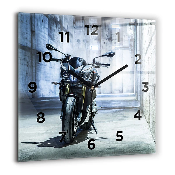 Szögletes üvegóra 60x60 Motorkerékpár egy sikátorban