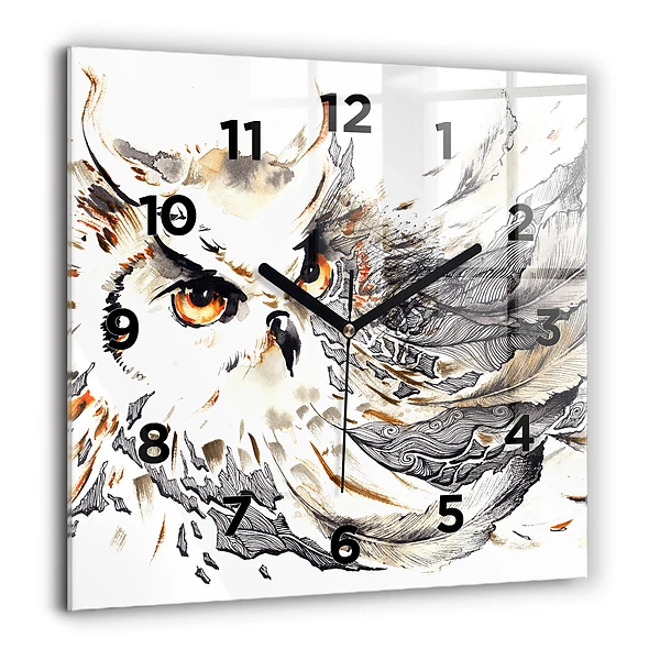 Négyzet alakú üvegóra 60x60 Bagoly a bölcsesség szimbóluma