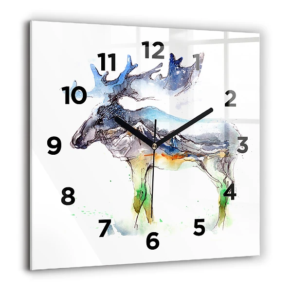 Szögletes fali üvegóra 60x60 Jávorszarvas és hegyvidéki táj