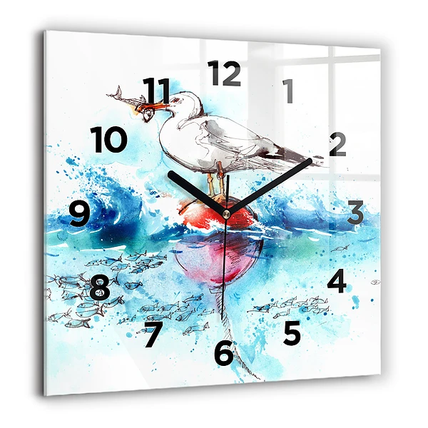 Szögletes fali üvegóra 60x60 Festett sirály