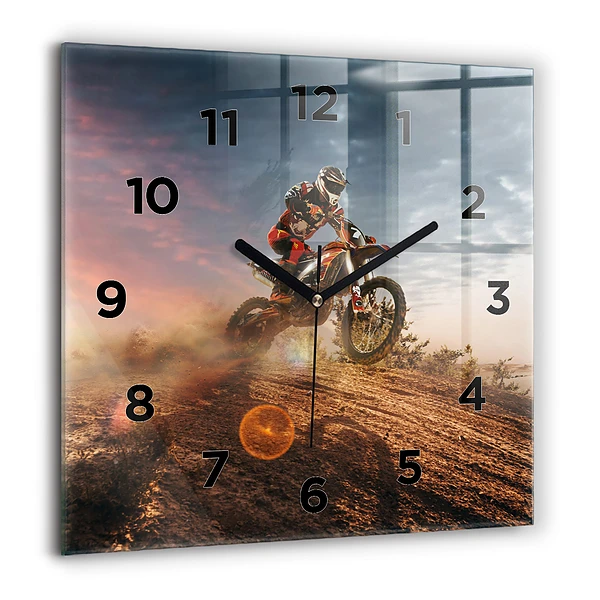 Négyzet alakú üvegóra 60x60 Férfi motorkerékpáron