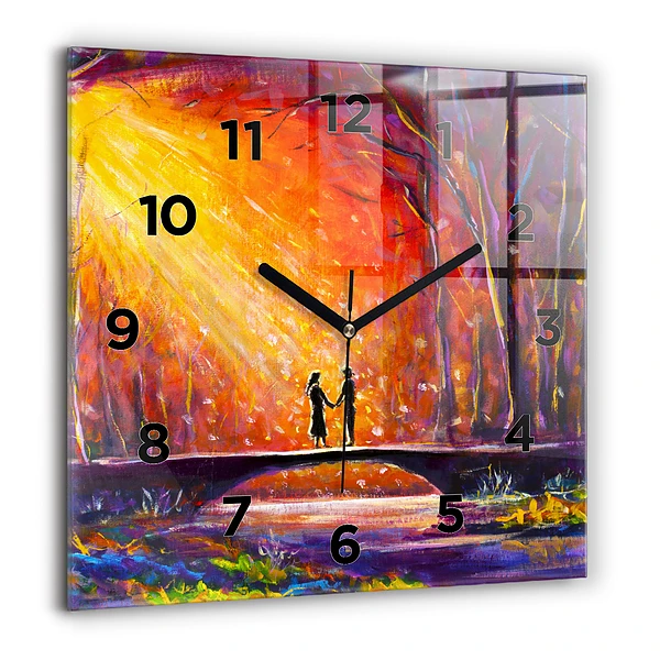 Négyzetes üvegóra 60x60 Pár az erdőben