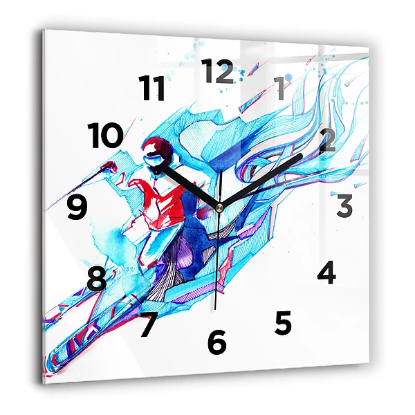 Szögletes üvegóra 60x60 Síelő