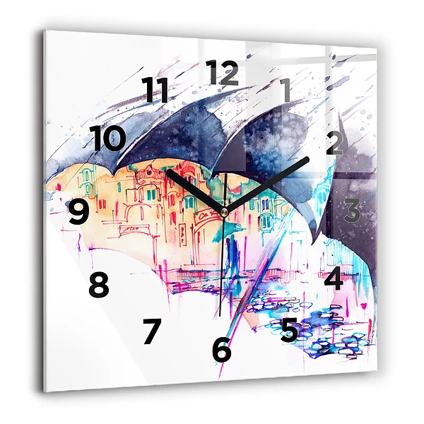 Szögletes üvegóra 60x60 Esőernyő és város