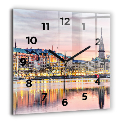 Szögletes üvegóra 60x60 Alster Hamburgban