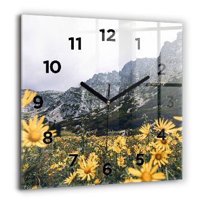 Szögletes fali üvegóra 60x60 Virágos rét a hegyekben
