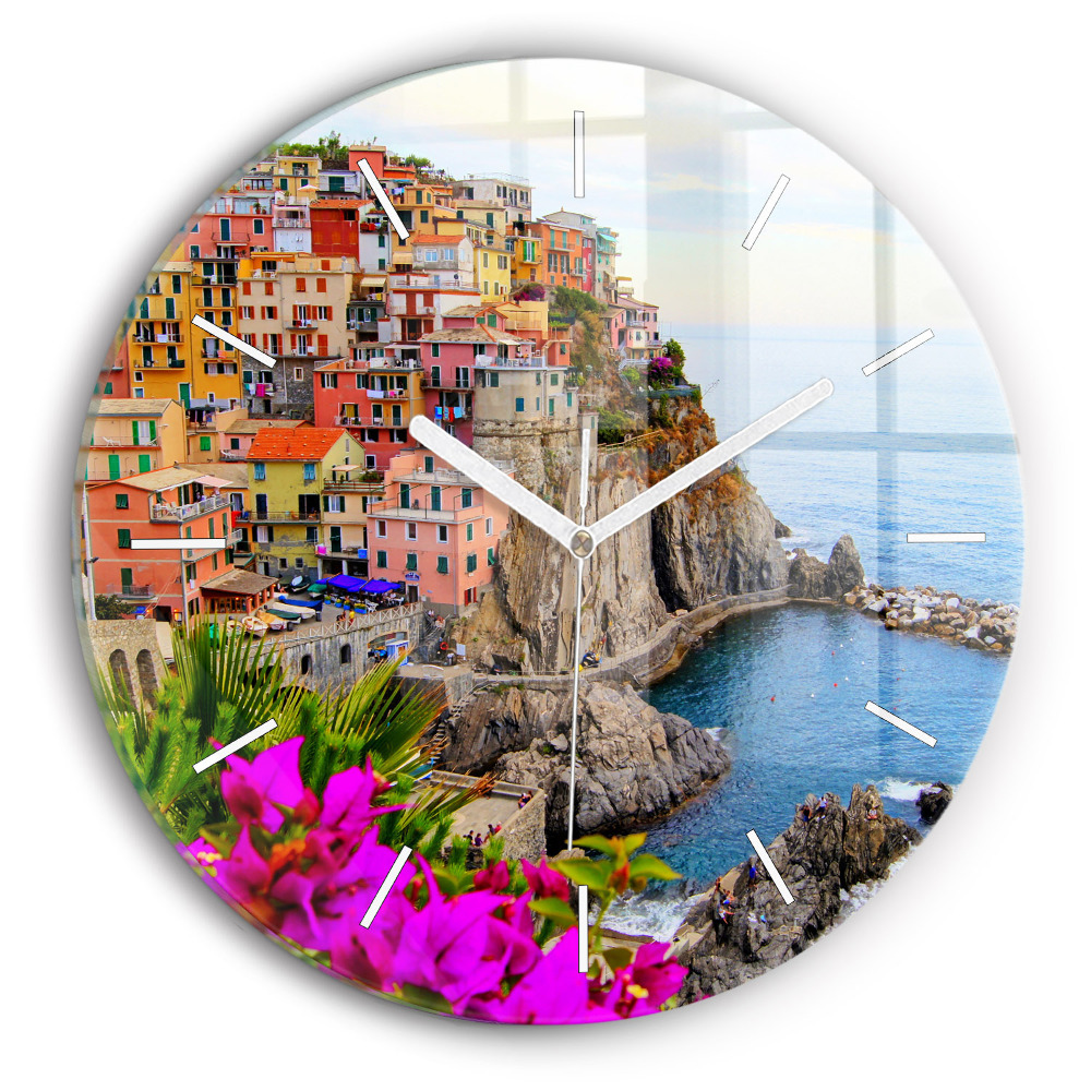 Kerek fali üvegóra 30 cm Cinque Terre partja