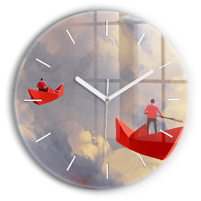 Egyedi üvegóra kerek 30 cm Papír hajók