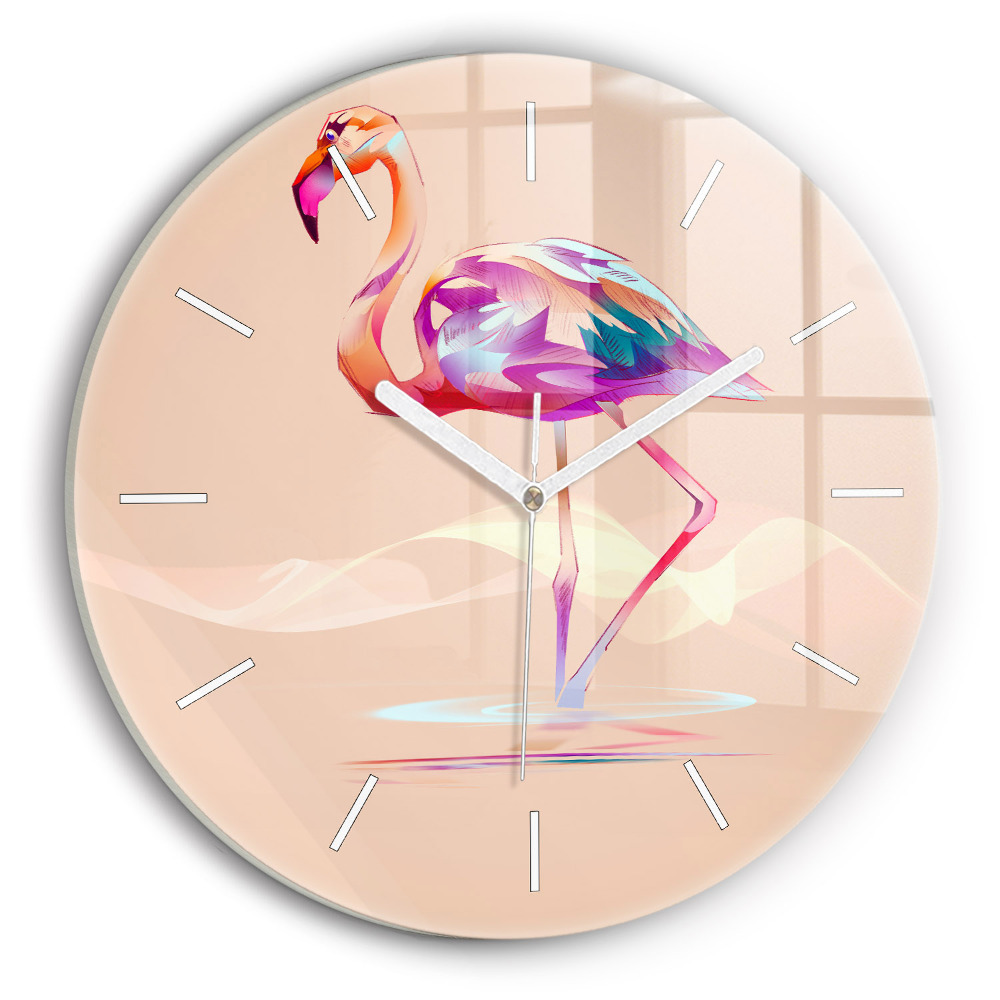 Fali üvegóra kerek 30 cm Illusztráció egy flamingóról