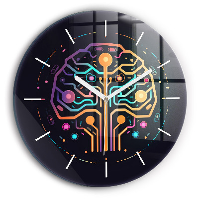 Kerek üvegóra 30 cm Színes absztrakció