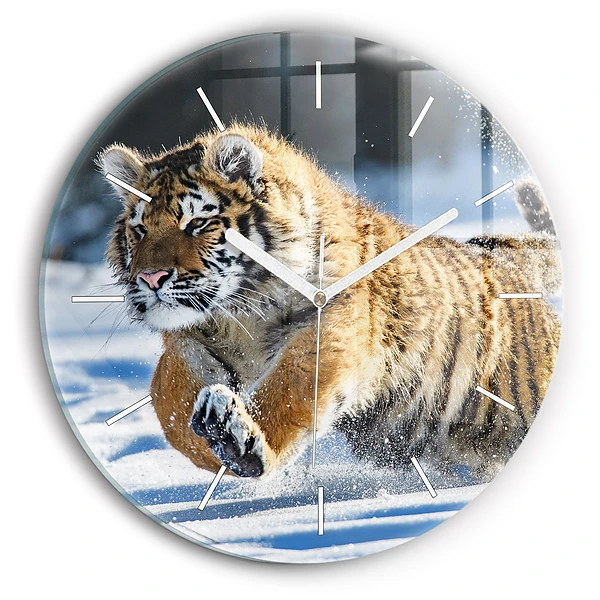Fali üvegóra kerek 30 cm Ugró tigris