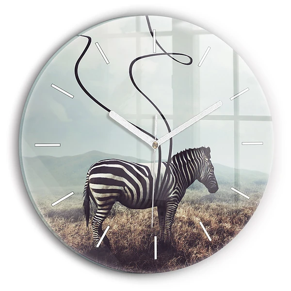Egyedi üvegóra kerek 30 cm Zebra - Absztrakció