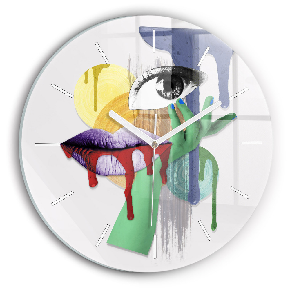 Egyedi üvegóra kerek 30 cm Szürrealista kollázs