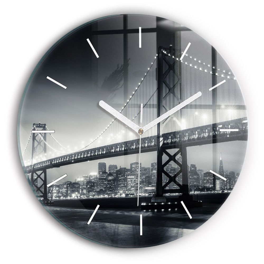 Kerek üvegóra 30 cm Híd éjszaka San Francisco