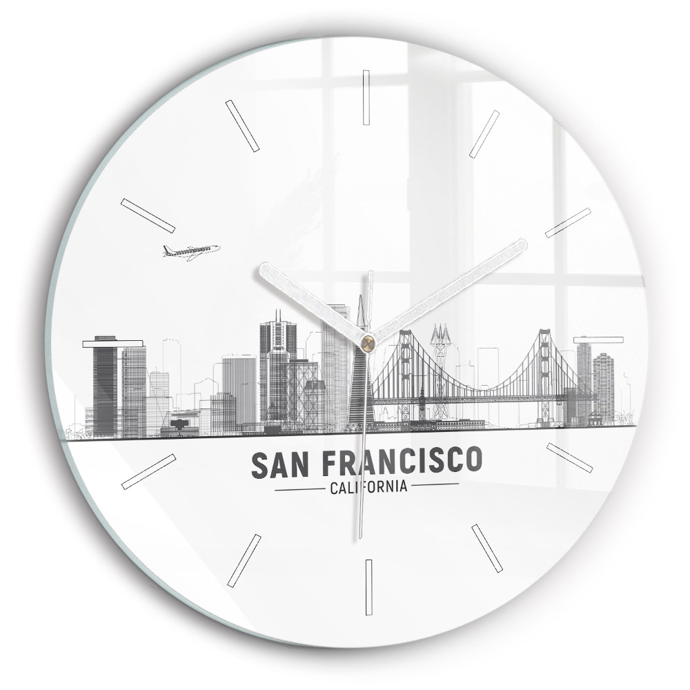 Fali üvegóra kerek 30 cm San Francisco látképe