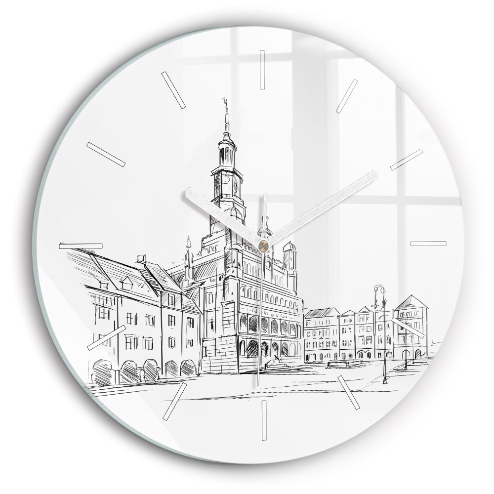 Kerek falióra 30 cm Poznań óvárosának vázlata