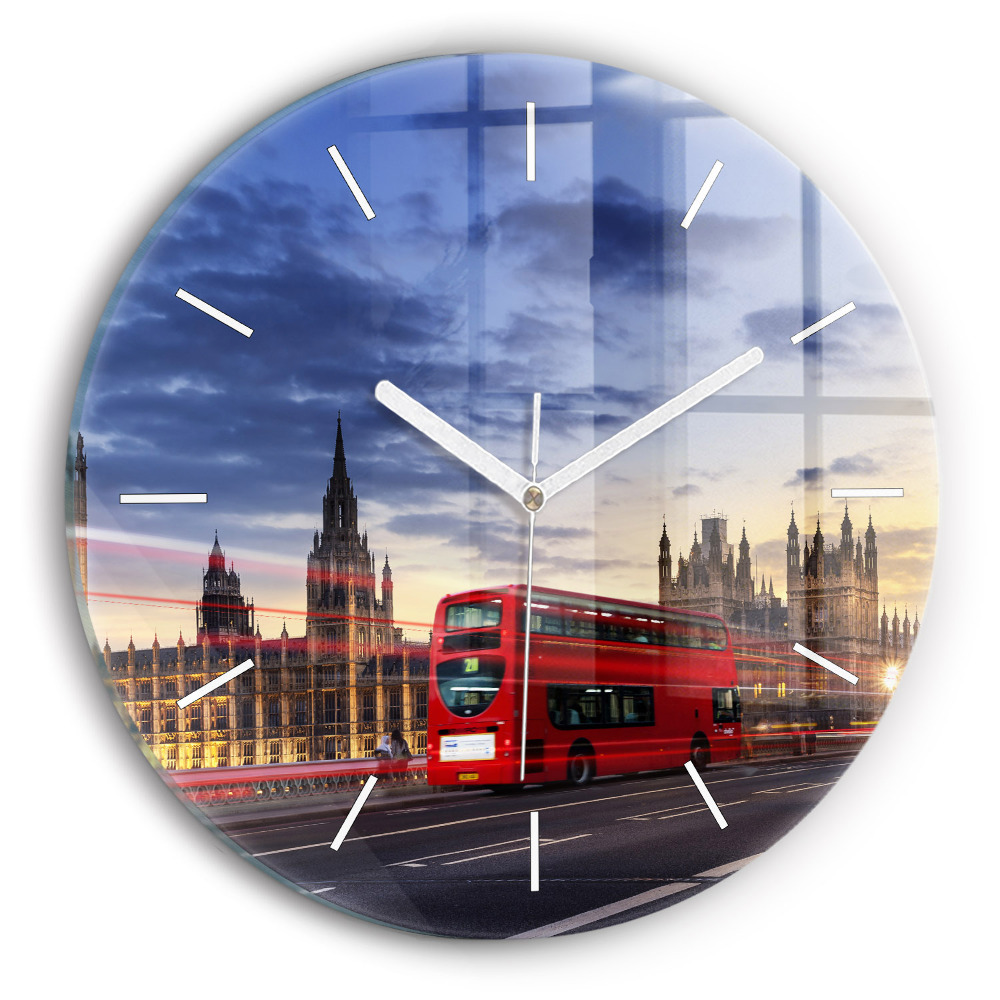 Kerek fali üvegóra 30 cm Piros londoni busz