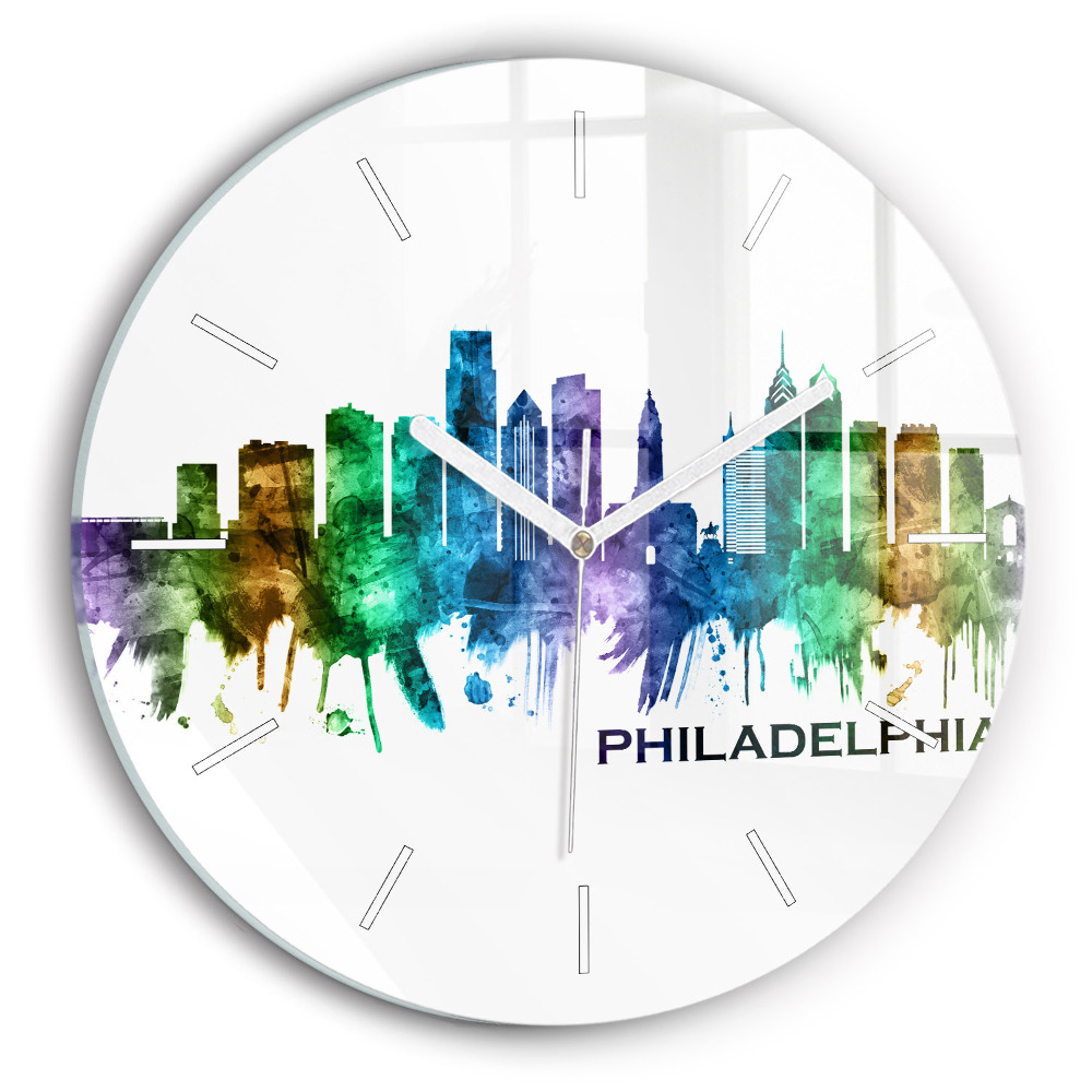 Egyedi üvegóra kerek 30 cm Színes Philadelphia