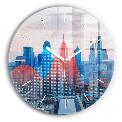 Egyedi üvegóra kerek 30 cm Felhőkarcolók Philadelphiában