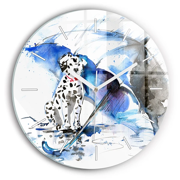 Fali üvegóra kerek 30 cm Dalmata és esernyő