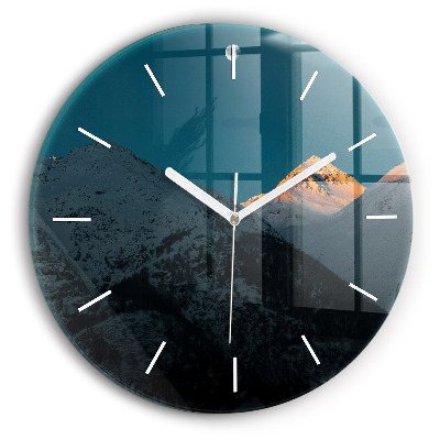 Fali üvegóra kerek 30 cm Naplemente a hegyekben