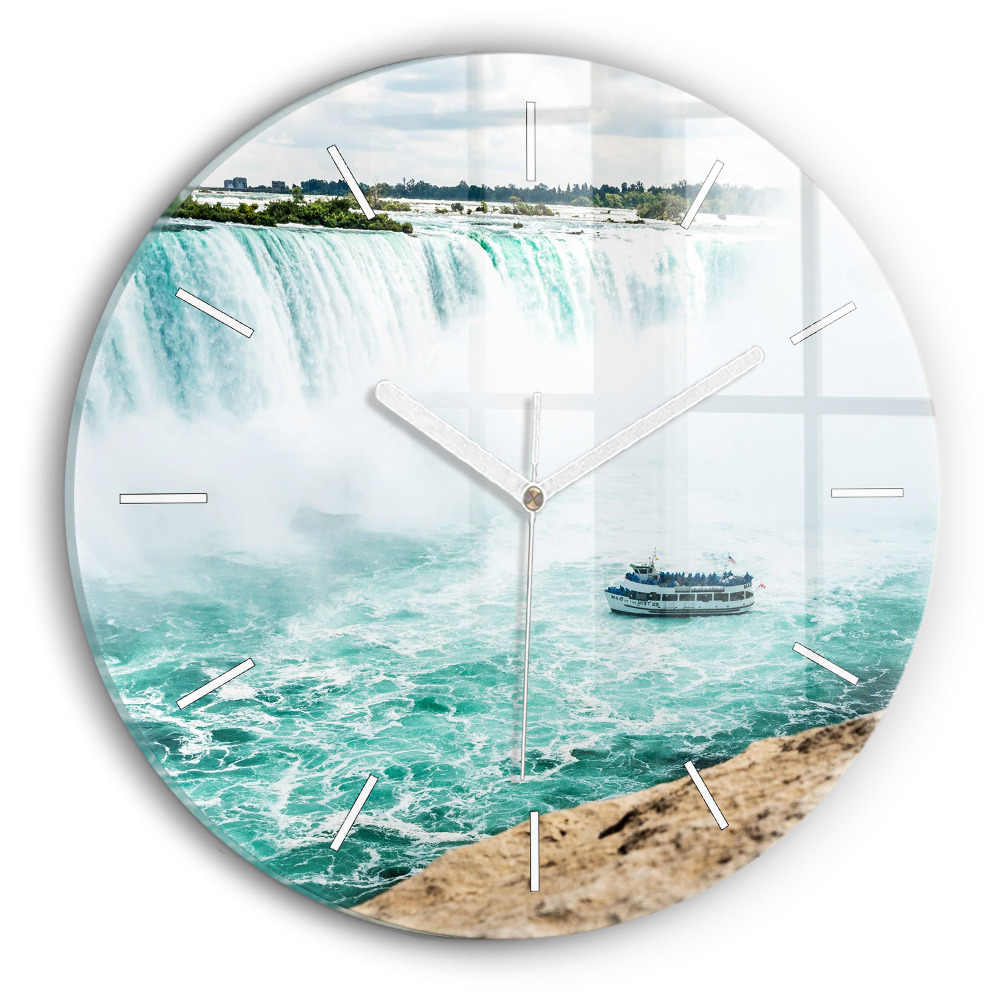 Egyedi üvegóra kerek 30 cm Hajó és a Niagara