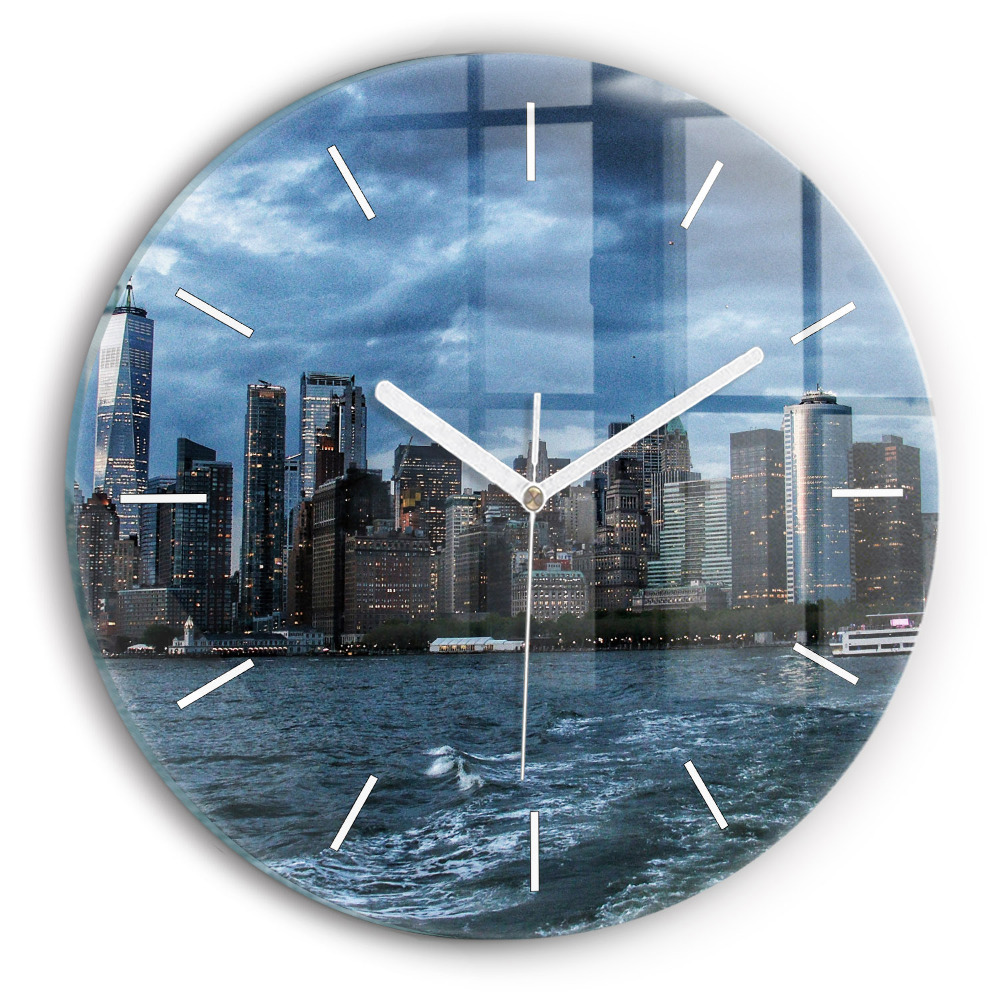 Egyedi üvegóra kerek 30 cm Panoráma New York