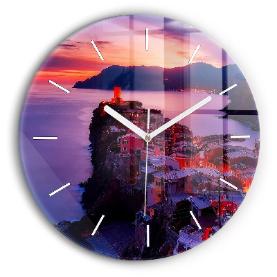 Fali üvegóra kerek 30 cm Házak a tó mellett