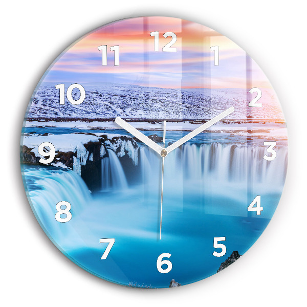Kerek üvegóra 30 cm Godafoss vízesés Izland