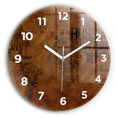 Fali üvegóra kerek 30 cm Térkép és országok nevei