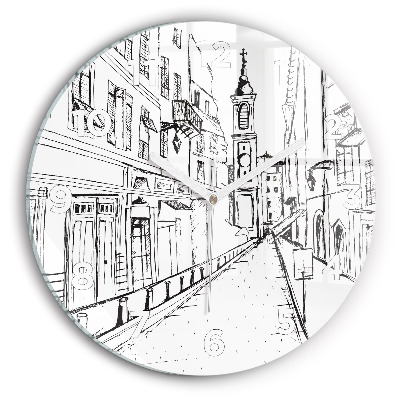 Kerek fali üvegóra 30 cm Város rajz Provence