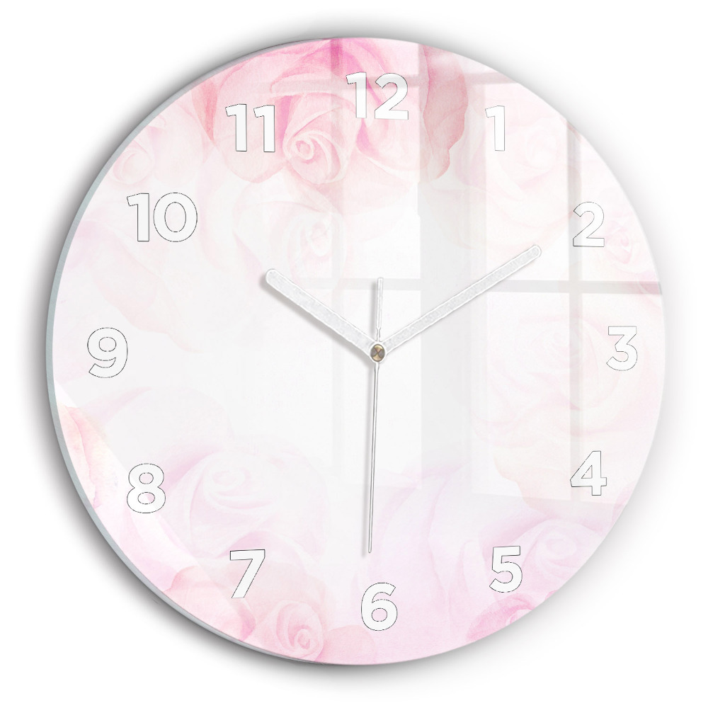 Kerek üvegóra 30 cm Rózsák absztrakt