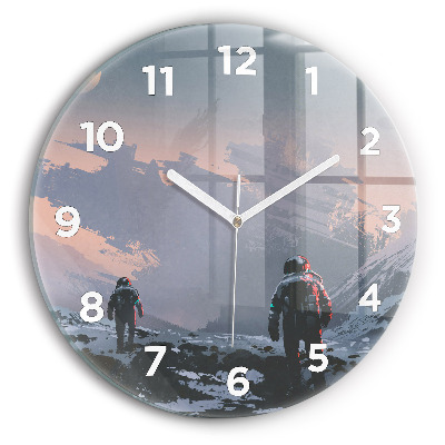 Fali üvegóra kerek 30 cm Űrhajósok absztrakt