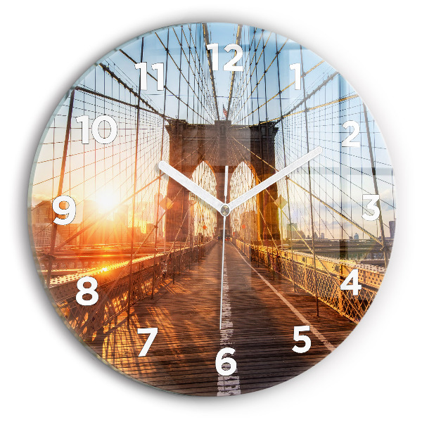 Egyedi üvegóra kerek 30 cm Brooklyn híd NYC