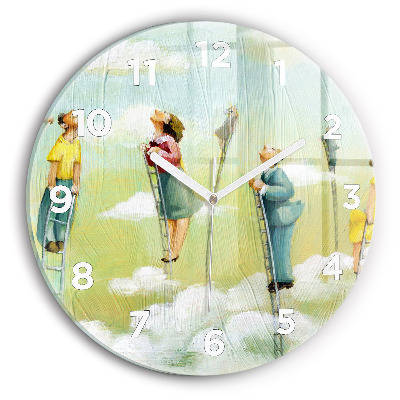 Kerek fali üvegóra 30 cm Emberek létrán