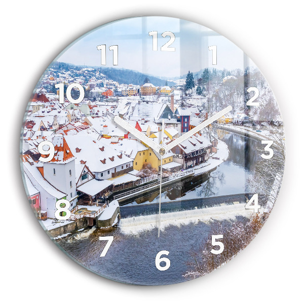 Kerek falióra 30 cm Panoráma egy városról télen