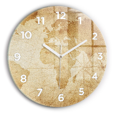 Fali üvegóra kerek 30 cm Vintage világtérkép