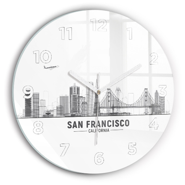 Fali üvegóra kerek 30 cm San Francisco látképe