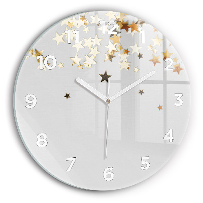 Kerek fali üvegóra 30 cm Aranyszínű csillagok