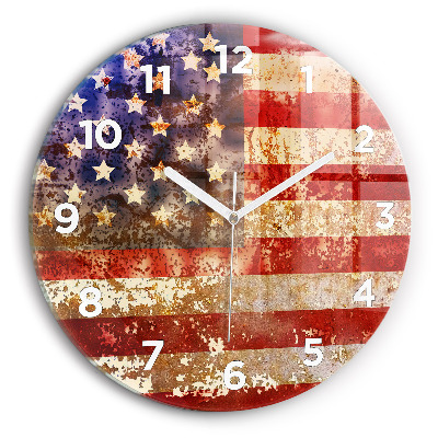 Kerek falióra 30 cm Amerikai zászló vintage stílusban