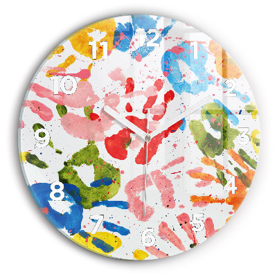 Kerek üvegóra 30 cm Gyermekek kézlenyomatai