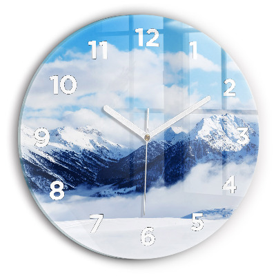 Egyedi üvegóra kerek 30 cm Hegyi panoráma