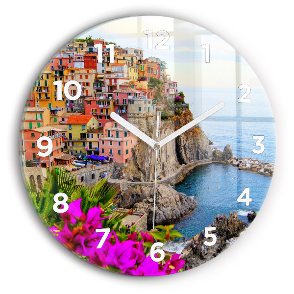Kerek fali üvegóra 30 cm Cinque Terre partja