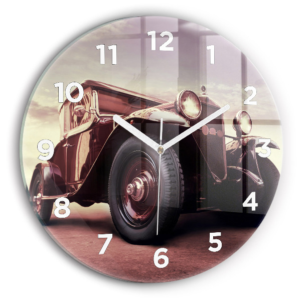 Kerek fali üvegóra 30 cm Oldtimer autó