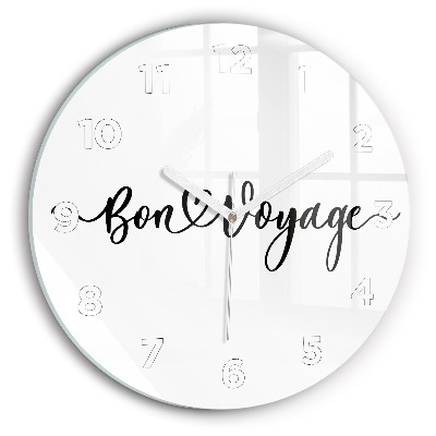 Kerek fali üvegóra 30 cm Bon voyage felirat