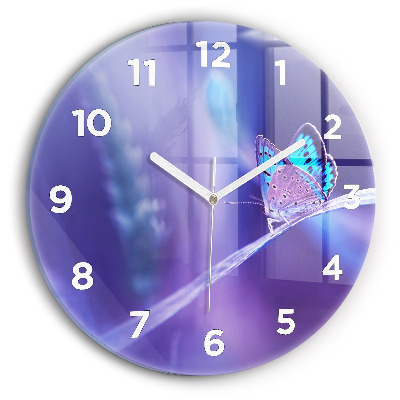 Kerek üvegóra 30 cm Pillangó a fűben