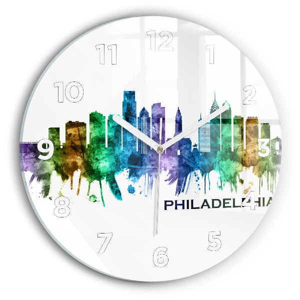 Egyedi üvegóra kerek 30 cm Színes Philadelphia