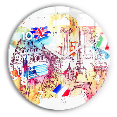 Kerek üvegóra 30 cm A világ vonzó országai